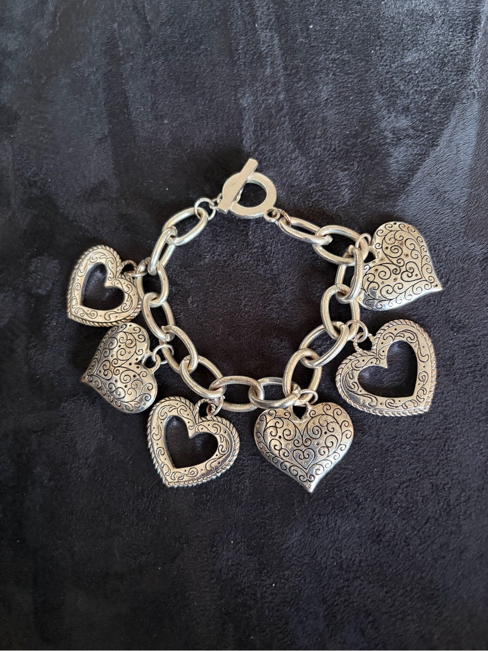 Heart Charm Bracelet - Silver Tone Women's Jewelry